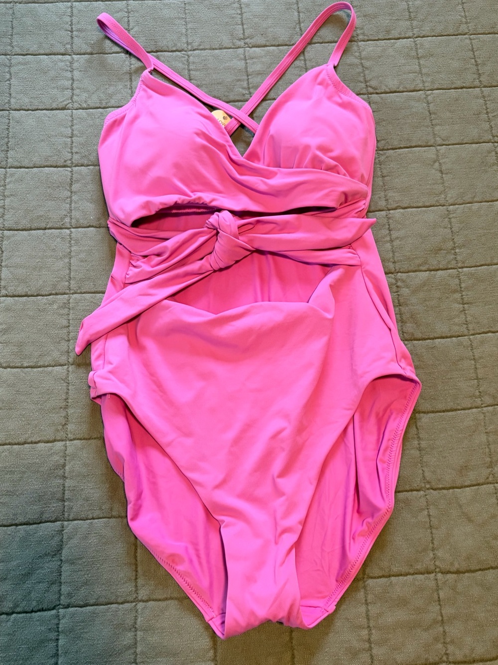 CALIA Tie Front One Piece Swimsuit Geranium Pink Size 4 | NWT Tummy Control